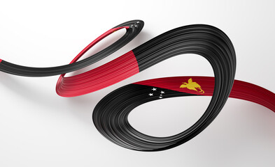 3d Flag Of Papua New Guinea 3d Shiny Waving Ribbon Flag On White Background 3d Illustration