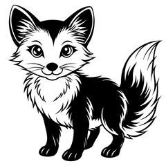 Obraz premium fox kit black color on white vector.