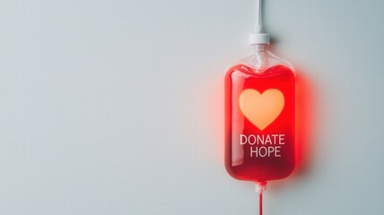 World blood cancer day with awareness and healing idea. Donate hope with a heart-themed blood donation bag.