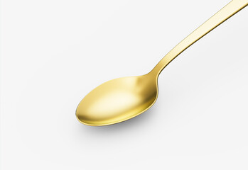 A close-up of a golden spoon with a smooth, polished surface, perfect for dining. 3d illustration