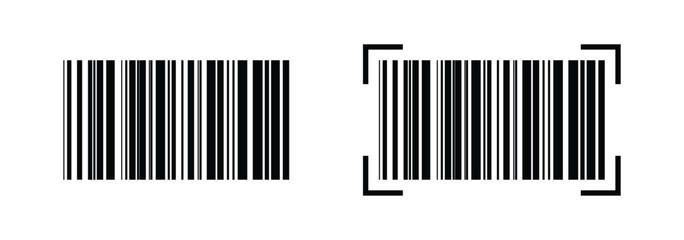 Set of barcode vector icon on white background.