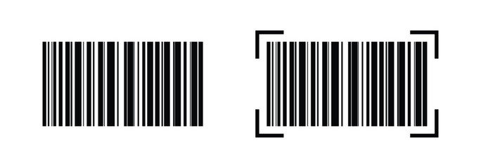 Set of barcode vector icon on white background.
