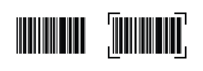 Set of barcode vector icon on white background.