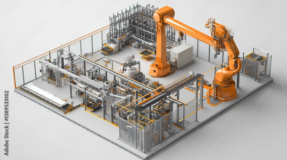Poster a high-tech digital twin model optimizing factory automation efficiency.