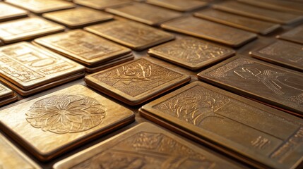 Stacked Gold Bars for Banking Investment or Storage