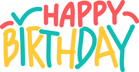 Handwritten Happy Birthday Typography in Vibrant Colors