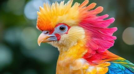 Fototapeta premium Close-up portrait of a Golden Pheasant, its extravagant golden-yellow crest flowing like silk.