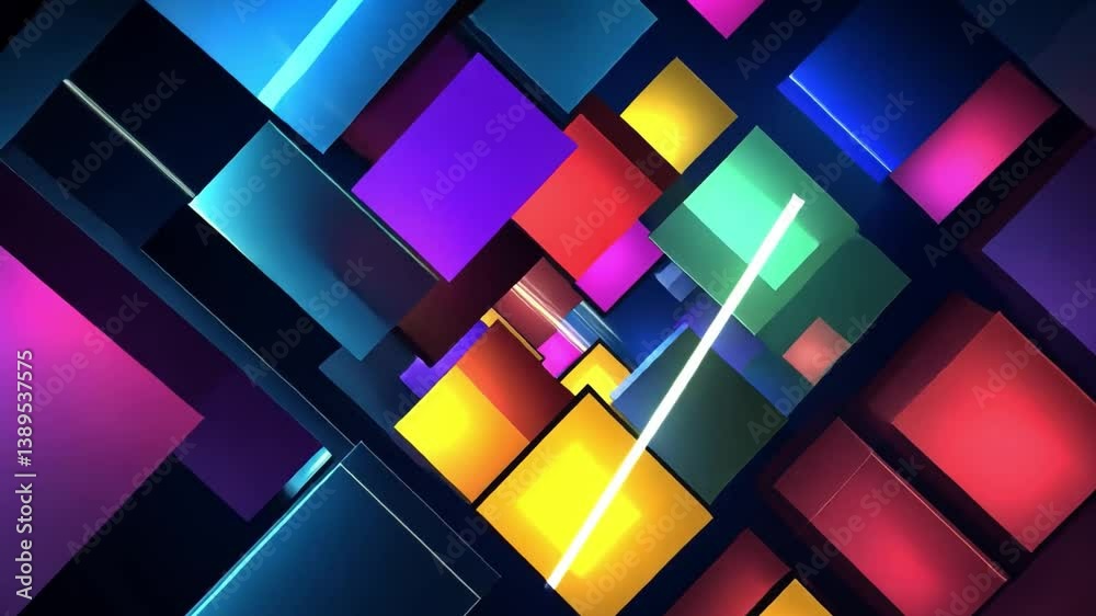 Poster vibrant abstract composition with dynamic geometric shapes and colorful layers creating a modern dig