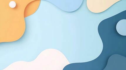 Abstract pastel paper cut shapes background.