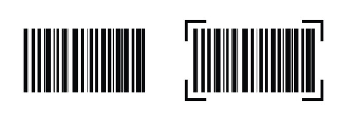 Barcode vector icon, bar code scan label for product price tag, apps and website UI designs