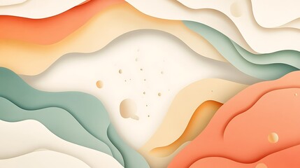 Abstract pastel paper cut waves background.