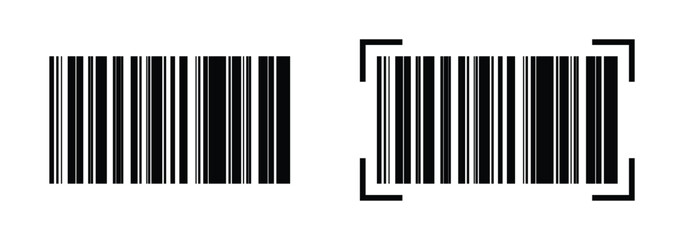 Barcode vector icon, bar code scan label for product price tag, apps and website UI designs