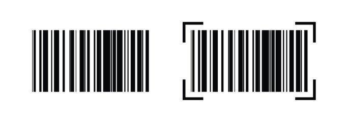 Barcode icon vector illustration, white background.