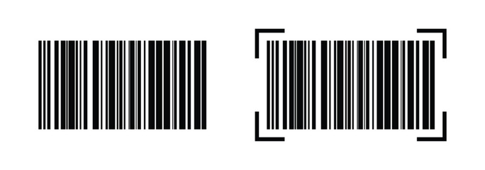 Barcode icon vector illustration, white background.
