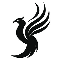 Fototapeta premium Stylized Black Phoenix Bird Illustration Abstract Avian Design