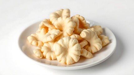 Plain White Plate with Uncooked Indian Chakli or Murukku Snacks
