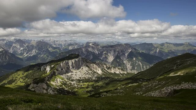 Time lapse mountain panorama at Rofan mountains, Tyrol, Austria, 4K