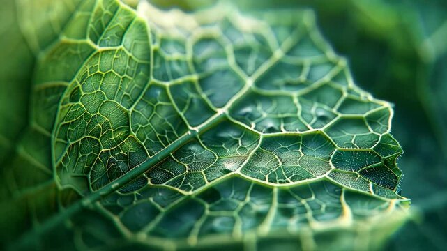 Detailed look at the structure of a leaf, highlighting the veins and stomata