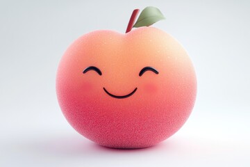 Obraz premium A happy peach with a smiling face, 3D rendered illustration.