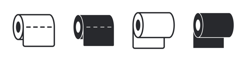 Minimalistic toilet paper roll illustrations vector icon set