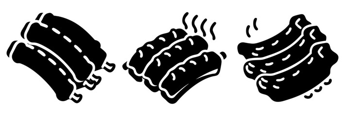 bbq ribs icon, bbq ribs silhouette vector illustration-simple silhouette illustration of bbq ribs, perfect for bbq ribs logos and icons