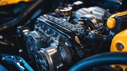 Fototapeta premium Close-up view of a modern car engine