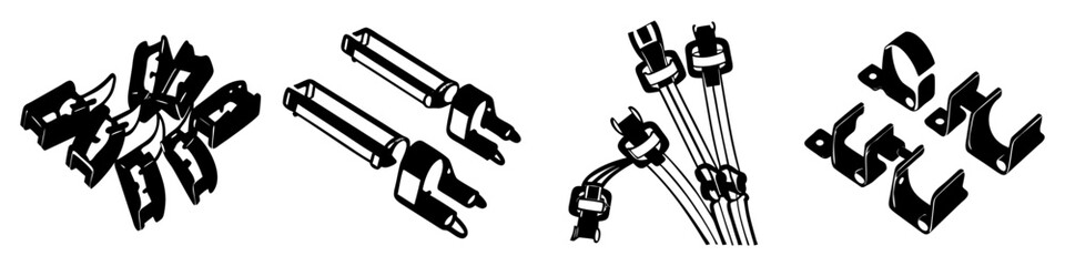 cable management clips icon, cable management clips silhouette vector illustration-simple silhouette illustration of cable management clips, perfect for cable management clips logos and icons