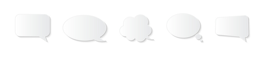 White Speech Bubble Vector Icon Set