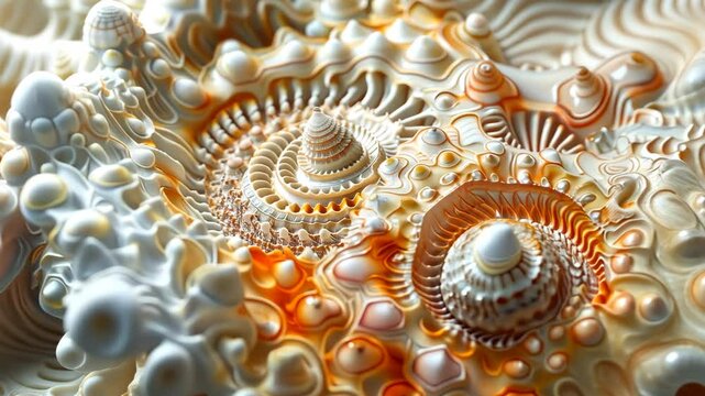 Detailed macro view of seashell texture, unveiling intricate patterns and oceanic beauty