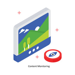 Content Monitoring Concept isometric Style Illustrations. Eps 10 File 