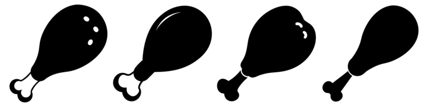 chicken drumstick icon, chicken drumstick silhouette vector illustration-simple silhouette illustration of chicken drumstick, perfect for chicken drumstick logos and icons