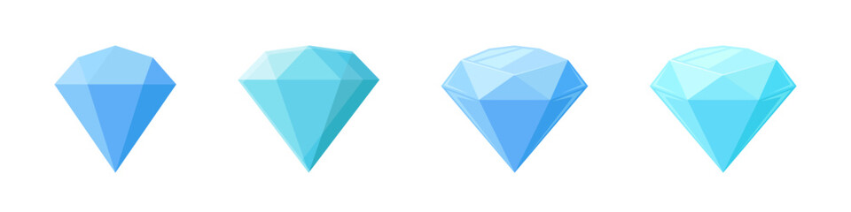 Blue Diamond Icons in Different Shapes Vector Set