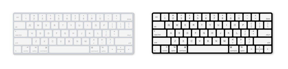 Minimalist White and Black Keyboards Vector Set