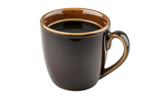 Rich dark coffee in a rustic brown mug perfect morning brew warm inviting aroma simple elegance
