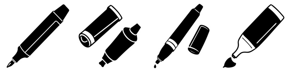dry erase markers icon, dry erase markers silhouette vector illustration-simple silhouette illustration of dry erase markers, perfect for dry erase markers logos and icons