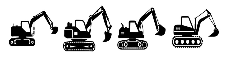 excavator icon, excavator silhouette vector illustration-simple silhouette illustration of excavator, perfect for excavator logos and icons
