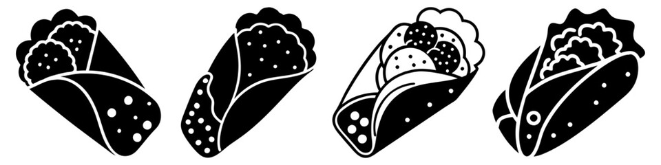falafel wrap icon, falafel wrap silhouette vector illustration-simple silhouette illustration of falafel wrap, perfect for falafel wrap logos and icons