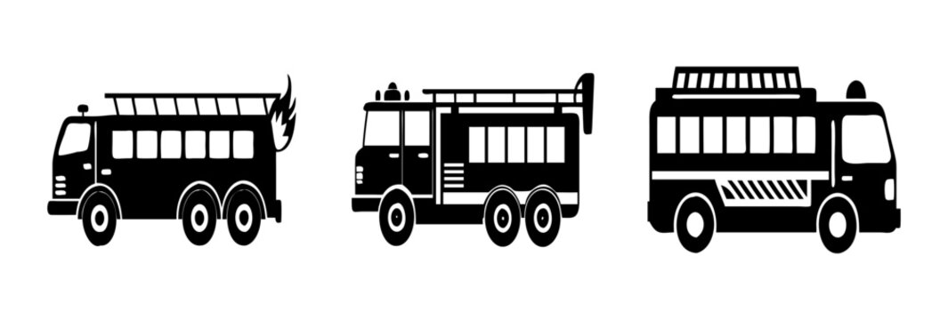 fire engine icon, fire engine silhouette vector illustration-simple silhouette illustration of fire engine, perfect for fire engine logos and icons