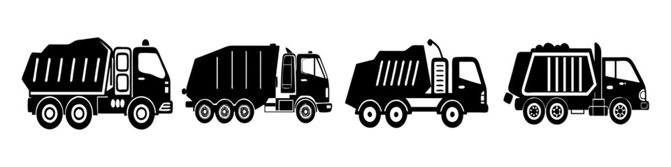 garbage truck icon, garbage truck silhouette vector illustration-simple silhouette illustration of garbage truck, perfect for garbage truck logos and icons