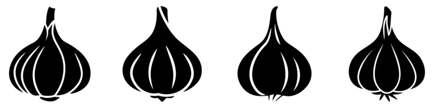 garlic bulb icon, garlic bulb silhouette vector illustration-simple silhouette illustration of garlic bulb, perfect for garlic bulb logos and icons