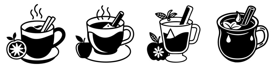 hot cider with cinnamon icon, hot cider with cinnamon silhouette vector illustration-simple silhouette illustration of hot cider with cinnamon, perfect for hot cider with cinnamon logos and icons