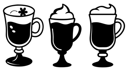 irish coffee icon, irish coffee silhouette vector illustration-simple silhouette illustration of irish coffee, perfect for irish coffee logos and icons