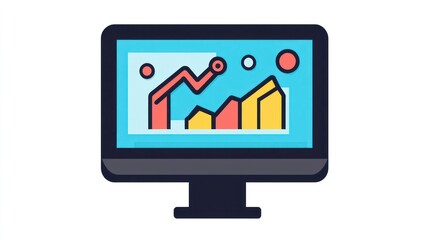 Colorful computer screen displaying growth chart. Possible use for business articles or presentations