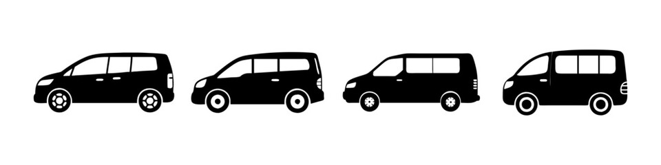 minivan icon, minivan silhouette vector illustration-simple silhouette illustration of minivan, perfect for minivan logos and icons