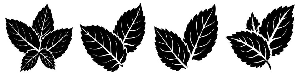 mint leaves icon, mint leaves silhouette vector illustration-simple silhouette illustration of mint leaves, perfect for mint leaves logos and icons