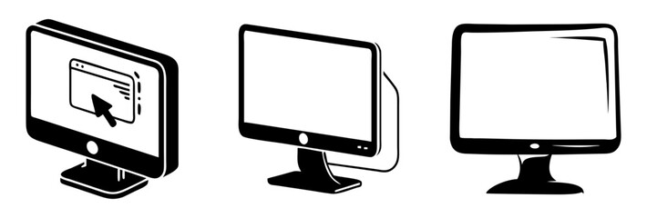 monitor icon, monitor silhouette vector illustration-simple silhouette illustration of monitor, perfect for monitor logos and icons