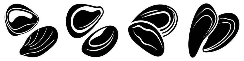 mussels icon, mussels silhouette vector illustration-simple silhouette illustration of mussels, perfect for mussels logos and icons