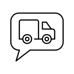 Chat bubble with a small truck inside