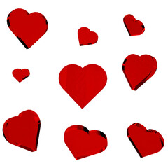 3d beautiful cute hearts , Red glass heart , pink heart , love icons, heart shape, love symbol
