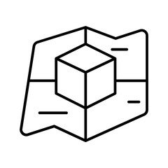 Digital map with a box as the destination